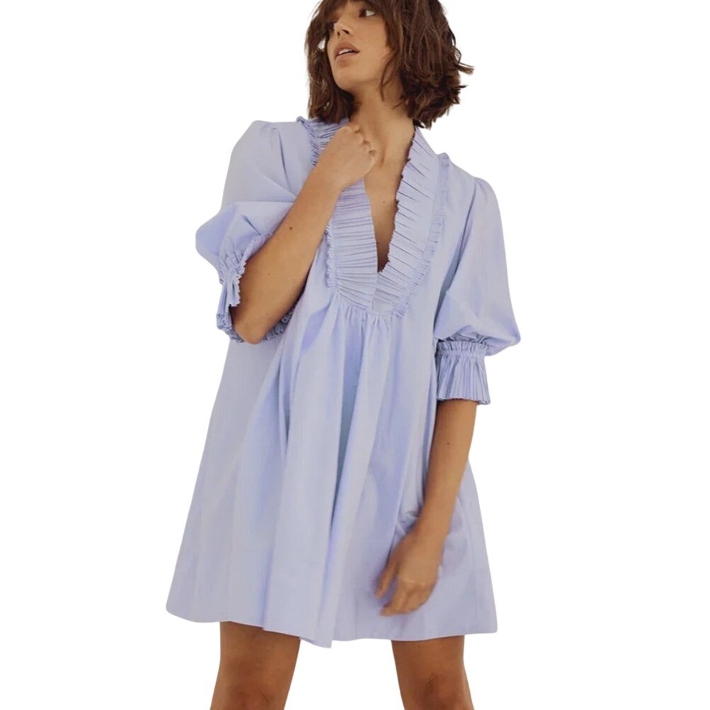 SOVERE Rapture Smock Dress is Pale Periwinkle sz 2 Australia NWOT Babydoll Aline
